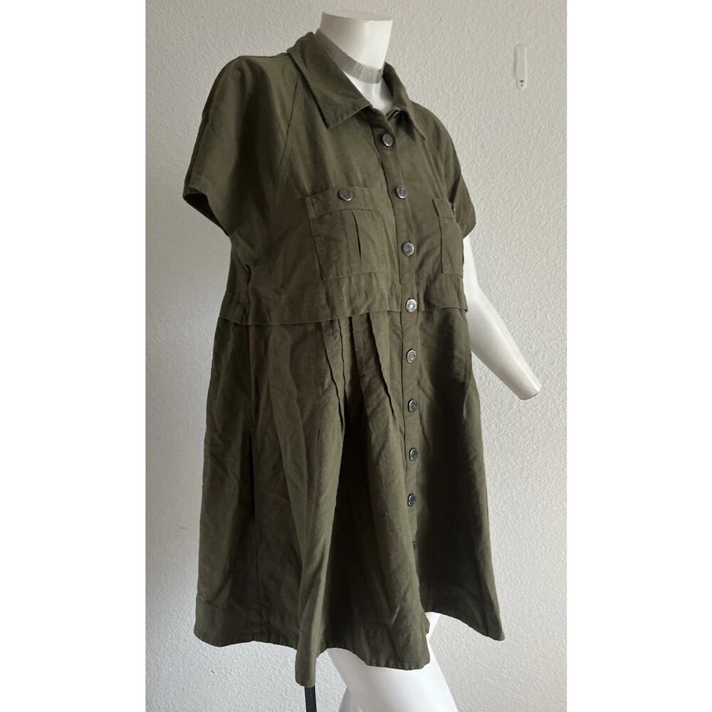 Free People Ronnie Cotton Poplin Mini Shirtdress Oversize Fit Olive Small - Picture 7 of 8